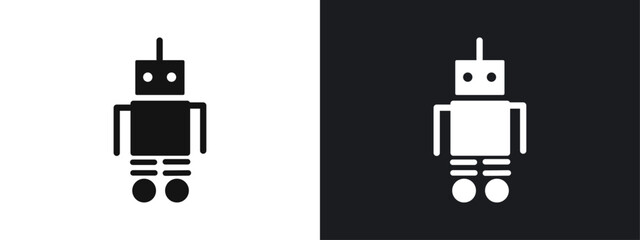 Robot Icon linear graphics set vector in black