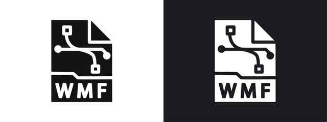 WMF File Document Icon linear graphics set vector in black
