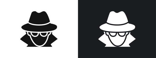 Secret agent icon linear graphics set vector in black