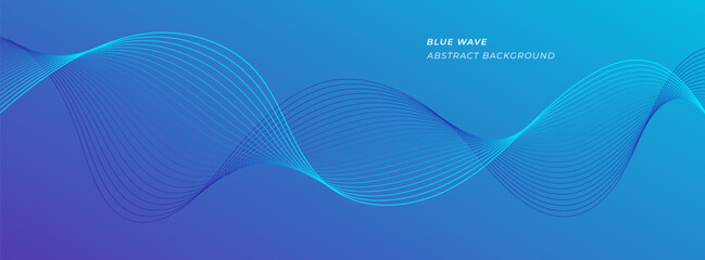 Abstract Minimalist abstract wave lines gradient background color. Dynamic wave pattern. Suit for banner, poster, cover, brochure, website. Eps 10 background with blue gradient color