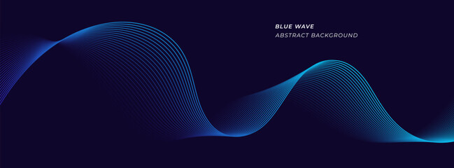 Minimalist abstract wave lines gradient color on dark background. Dynamic wave pattern. Suit for banner, poster, cover, brochure, website. Eps 10