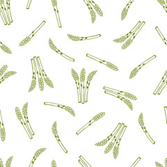 Seamless Pattern  Asparagus doodle icon. Vector  illustration vegetable background.