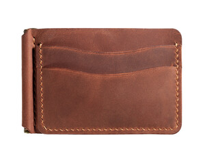 Leather business card holder on a white background.