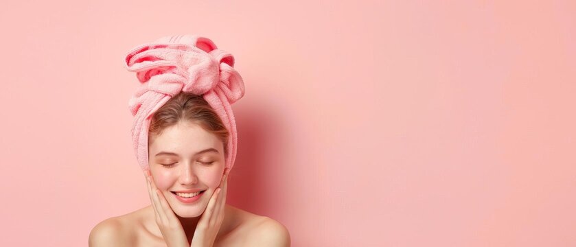 Woman using a microfiber hair towel, Hair care, Reducing frizz and drying time