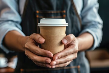 Close-up of a Person Holding a Takeout Coffee Cup