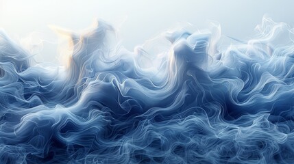 Obraz premium creative and colorful smoke, fog, flow background, main colors are blue and white on bright background 