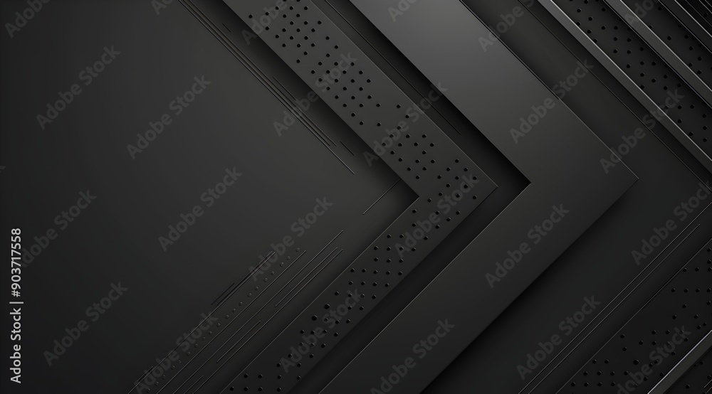 Fototapete black background with an arrow in a diagonal layout featuring geometric shapes in a high contrast gr