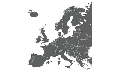 Europe map isolated on white background. for website layouts, background, education, precise, customizable, Travel worldwide, map silhouette backdrop, earth geography, political, reports.