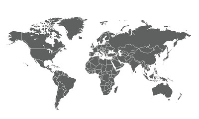 World map isolated on white background. for website layouts, background, education, precise, customizable, Travel worldwide, map silhouette backdrop, earth geography, political, reports.