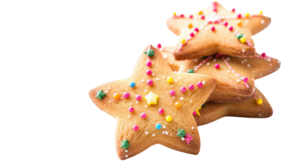 Christmas cookies in star shape on transparent background