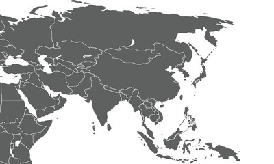 Obraz premium Asia map isolated on white background. for website layouts, background, education, precise, customizable, Travel worldwide, map silhouette backdrop, earth geography, political, reports.