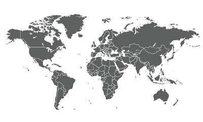 World map isolated on white background. for website layouts, background, education, precise, customizable, Travel worldwide, map silhouette backdrop, earth geography, political, reports.