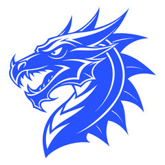 dragon head tattoo with blue colour