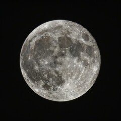 Obraz premium Close up view of a night full Moon reveals its rugged terrain, with craters, mountains, and valleys