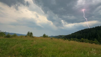 Fototapeta premium Perfect landscape view during the thunder storm in the Carpathian Mountains