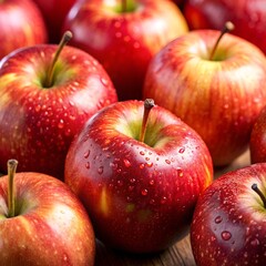 Close-up of fresh, vibrant red apples showcasing their glossy skin and natural beauty