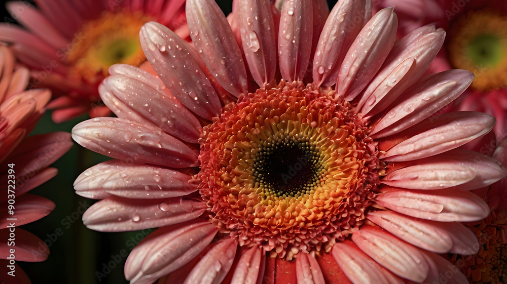 Canvas Prints red gerbera daisy macro, ai generated