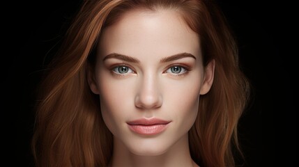 Fototapeta premium Beauty transformation split face portrait with natural skin and flawless makeup