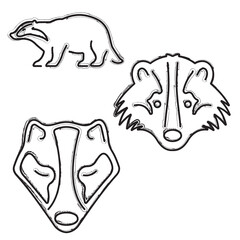 badger icon set, brush strokes on a white background. Vector illustration.