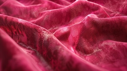 A close up of a red fabric with a shiny, metallic look