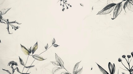 Organic background featuring hand-drawn botanical elements