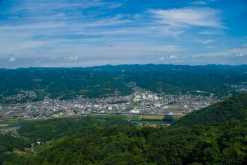 Aerial view of Izunokuni town in Shizuoka prefecture, Chubu, Japan. 