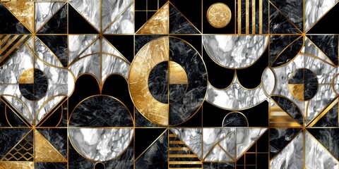 Fototapeta premium Luxurious Geometric Marble and Gold Design