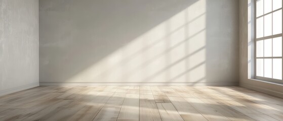 A large empty room with a window and a wall. The room is very clean and has a lot of natural light coming in from the window