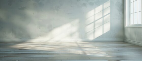 Obraz premium A large empty room with a window and a wall. The room is very empty and has a lot of space