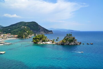 Fototapeta premium View of Parga town and Valtos beach in Greece.