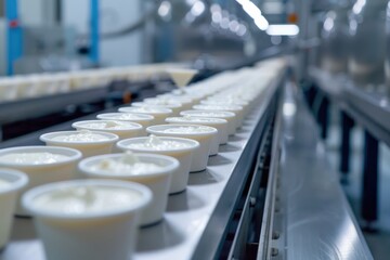 Fototapeta premium AI smart food factory in white tones, advanced robotics and automation technology.