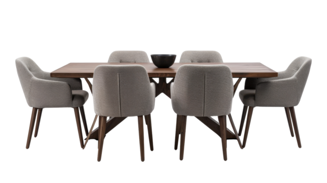 Wooden home furniture on transparent background 