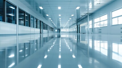 Obraz premium Cleanroom environment in a semiconductor manufacturing plant