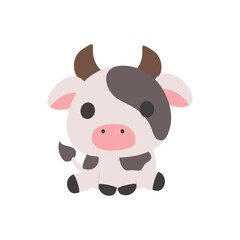 Naklejka premium a picture of a cute little cow sitting