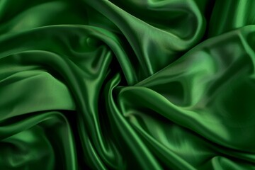 Fototapeta premium Abstract background wallpaper. green silk fabric, very soft and smooth, flowing in the wind. Luxury Shiny delicate fabric material