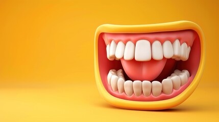 cartoon smiling mouth on yellow background