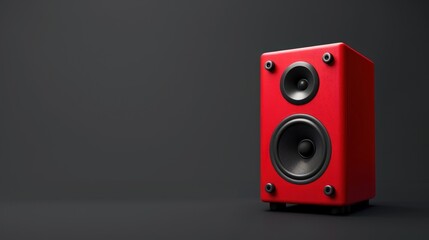 red box speaker sound on black background