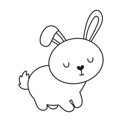 outline cartoon rabbit isolated