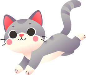 Jumping Cartoon Cat Color gradient style