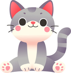 Sitting Cartoon Cat Color gradient style