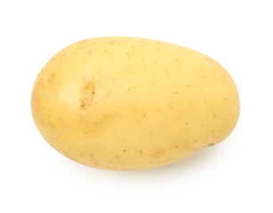 One fresh young potato isolated on white, top view