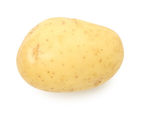 One fresh young potato isolated on white, top view