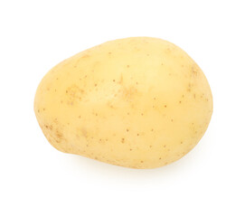One fresh young potato isolated on white, top view