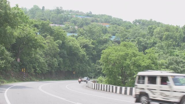 traffic at patratu ring road, patratu valley, ranchi jharkhand, india 