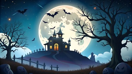 Fototapeta premium Spooky Halloween Night Scene. Perfect for: Halloween, spooky events, night-themed parties