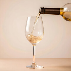 Close-Up of Wine Bottle Pouring into Glass