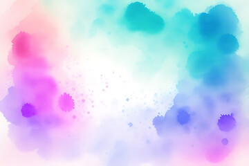 Gentle blue, purple and pink shades watercolor background for vintage card, retro template. Beautiful fantasy colorful aquarelle paper textured ink effect grungy wet pastel illustration for design