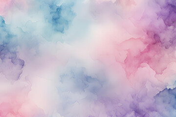 Gentle blue, purple and pink shades watercolor background for vintage card, retro template. Beautiful fantasy colorful aquarelle paper textured ink effect grungy wet pastel illustration for design