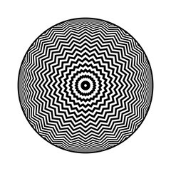Abstract Radial Circular Concentric Zig Zag Lines Pattern with 3D Illusion Effect. 