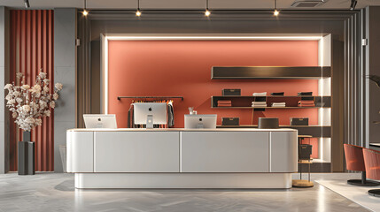 Trendy clothing boutique with modern checkout counter and digital payment systems